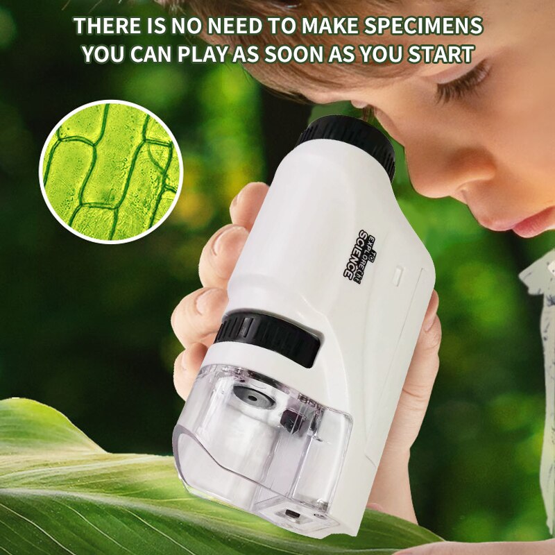 Handheld Pocket Microscope 60-120x for Kids